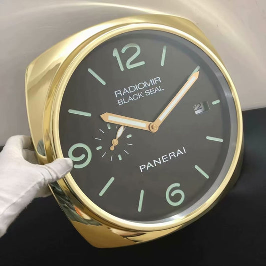 Panerai Metal High Quality Wall Clock Gold Case with Black Dial Luxury Stainless Steel Metal Wall Clock For Royal Home  PR-WC-908