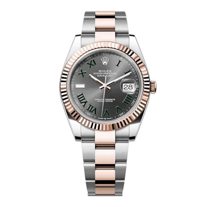 Rolex Datejust 41 Wimbledon & Rosegold Dial Oyster Bracelet Men's Watch-RLX-5308