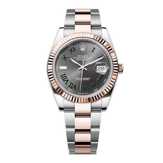 Rolex Datejust 41 Wimbledon & Rosegold Dial Oyster Bracelet Men's Watch-RLX-5308