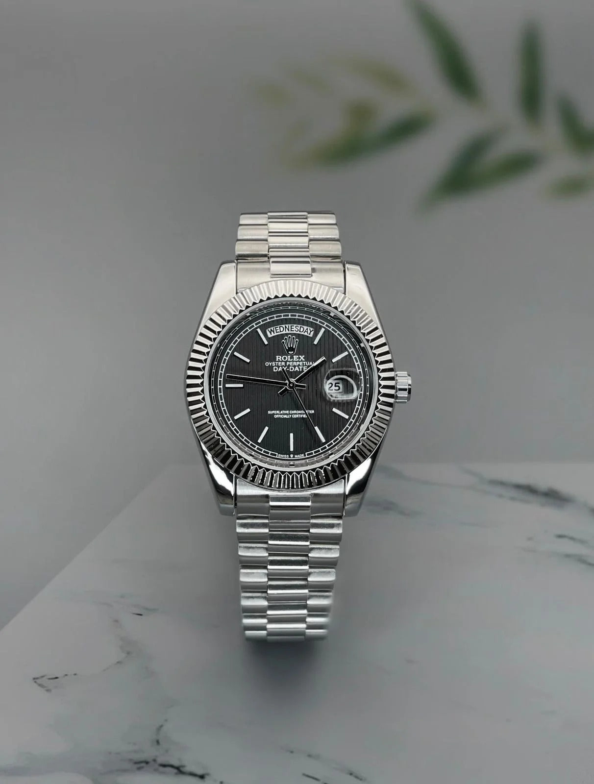 Rolex Oyster Perpetual Day-Date Black Dial Men's Watch RLX-OYST-BLK