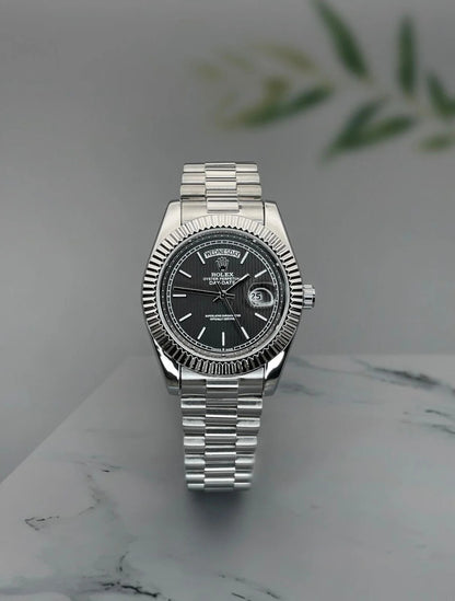Rolex Oyster Perpetual Day-Date Black Dial Men's Watch RLX-OYST-BLK