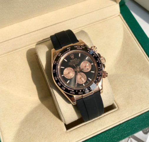 Rolex Cosmograph RoseGold Color Dial Ring Bezel Daytona Chronograph Quartz Chronometer Men's Watch - RLX-1163