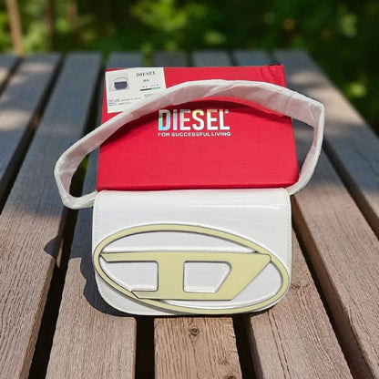 Diesel New White Leather Stylist Daily Use Hand-Bag DZ-4445-WBG