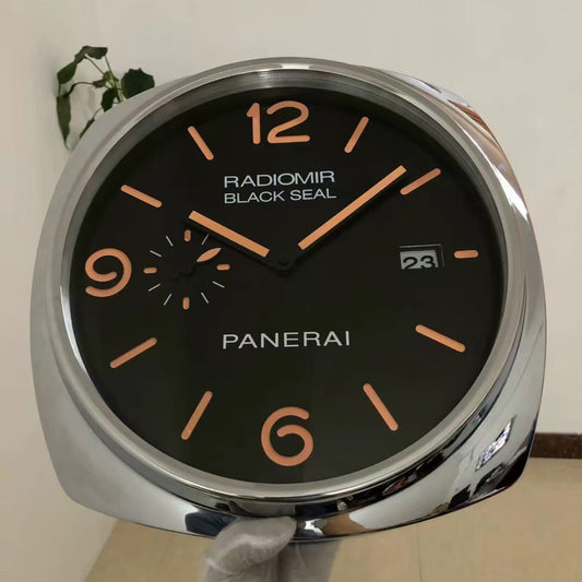 Panerai High Quality Silver Case with Black Dial Wall Clock Stainless Steel Metal Wall Clock PR-WC-902