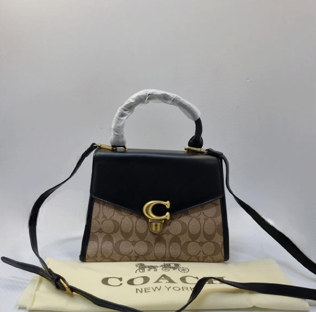 Coach Signature Monogram Canvas Small Size Bag Large Corner Zip Bag CO-3247-WBG