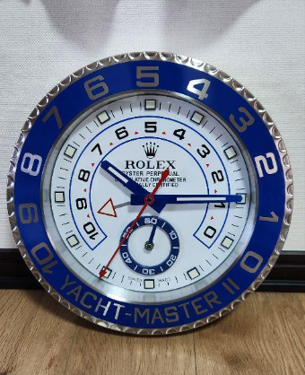 Rolex Yacht Master ll Wall Clock White Dial With Metal Blue Case RLX-WC-790