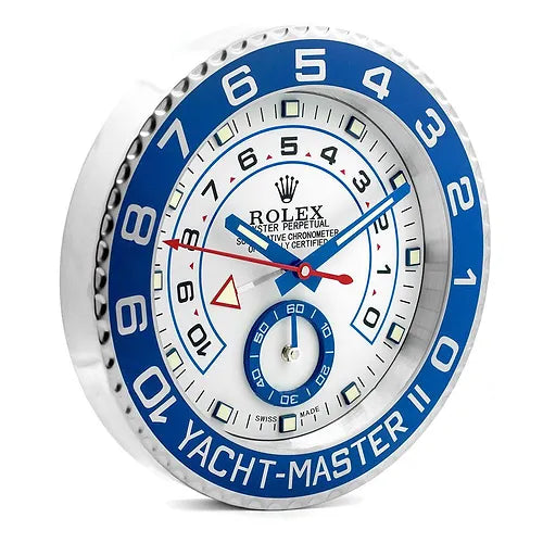 Rolex Yacht Master ll Wall Clock White Dial With Metal Blue Case RLX-WC-790