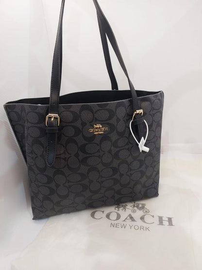 Coach Mollie Tote In Signature Canvasn Big Size Handbag Black Colour Womens Bag CO-1065-WBG