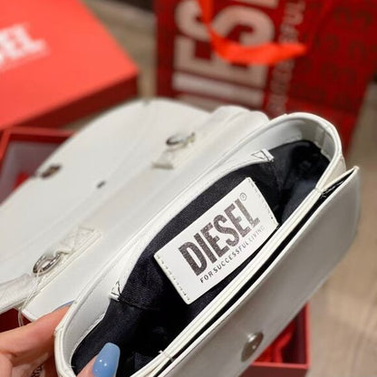 Diesel New White Leather Stylist Daily Use Hand-Bag DZ-4445-WBG