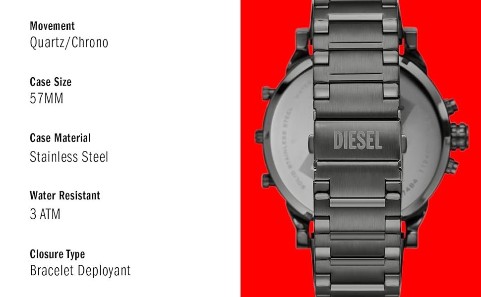 Diesel Big Daddy Multi-Function Chronograph Analog Black-RoseGold Dial Men's Watch DZ-8015