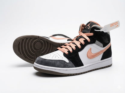 Nike Air Jordan 1 Mid Peach Mocha Shoes For Man White Black Pink Shoes DH0210-100