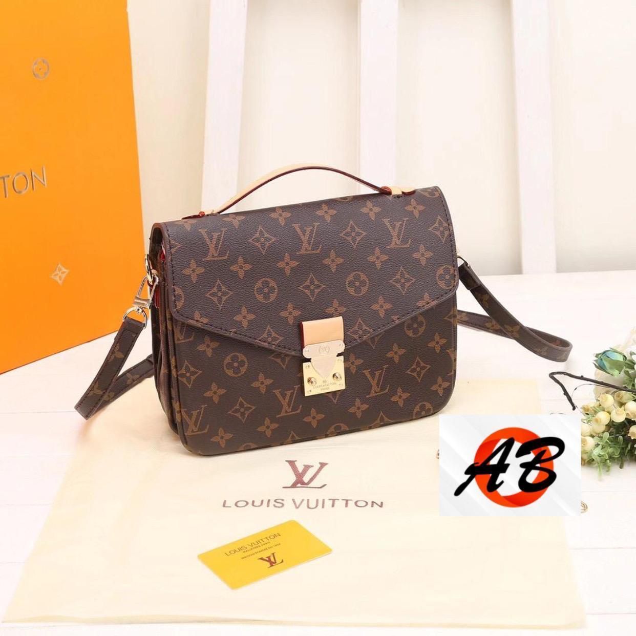 LOUIS VUITTON Envelope Women Sling Shoulder Bag Retro Print Small Square In Stunning Brown Color Women's Or Girls Bag Along with sling- Stylist Daily Use Bag LV-1833-WBG