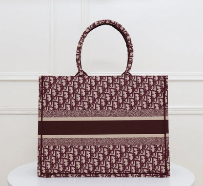 Christian Dior Women Fashion Western Style Tote Elegant One Burgundy Printed In Stylist Color With Brand Dust Cover And For Women's Or Girls Bag - Best Casual Use Bag DR-CH-9090