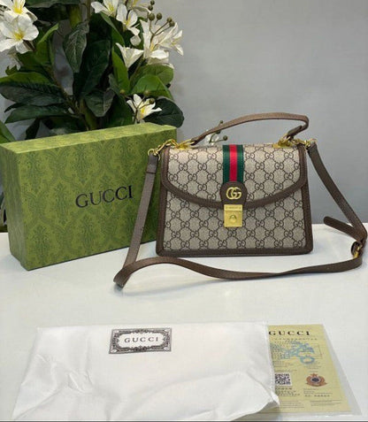 Gucci New Brown Leather Stylist Daily Use Hand-Bag GC-4446-WBG
