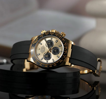 Rolex Cosmograph Yellow Gold Color Dial Ring Bezel Daytona Chronograph Quartz Chronometer Men's Watch - RLX-1164
