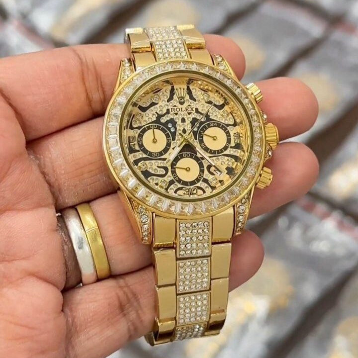 RLX Diamond Set - Eye of the Tiger Watch With Gold Color For Men's And Women's-Rlx-Tiger-4041