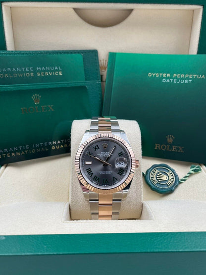 Rolex Datejust 41 Wimbledon & Rosegold Dial Oyster Bracelet Men's Watch-RLX-5308