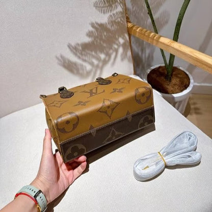 LV New Brown Two-Tone Leather Tote Bag Stylist Daily Use Hand-Bag LV-4447-WBG