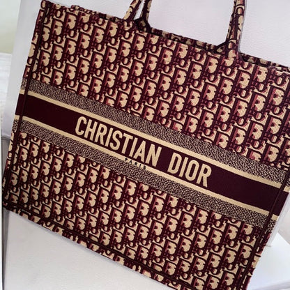 Christian Dior Women Fashion Western Style Tote Elegant One Burgundy Printed In Stylist Color With Brand Dust Cover And For Women's Or Girls Bag - Best Casual Use Bag DR-CH-9090