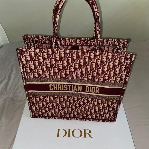 Christian Dior Women Fashion Western Style Tote Elegant One Burgundy Printed In Stylist Color With Brand Dust Cover And For Women's Or Girls Bag - Best Casual Use Bag DR-CH-9090