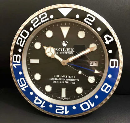 Rolex Wall Clock Quartz Analog Multi Color With Black Dial/Black & Blue Case Clock RLX-WC-119