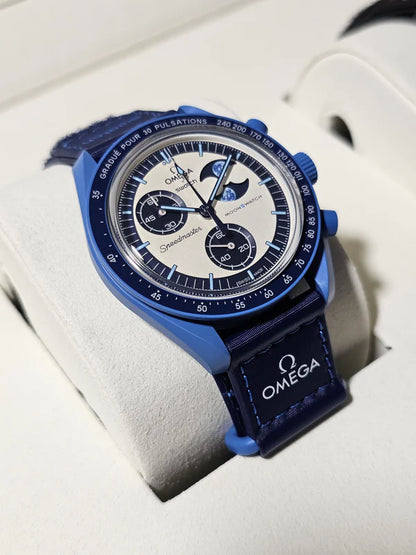 Swatch x Omega Blue & White Dial with Blue Case/Blue Strap Bioceramic Moonswatch Mission to Mercury OG-1033