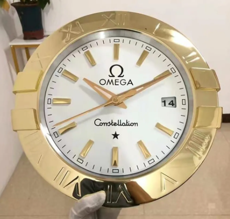 Omega Wall Clock Quartz Analog Gold Case With White Dial Clock OG-WC-900