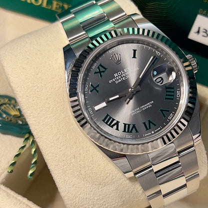 Rolex Datejust 41 'Wimbledon' Silver Dial Oyster Bracelet Men's Watch-RLX-5306