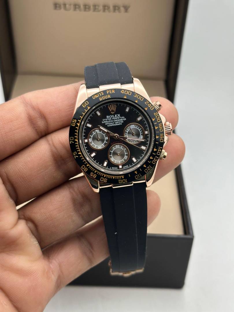 Rolex Cosmograph RoseGold Color Dial Ring Bezel Daytona Chronograph Quartz Chronometer Men's Watch - RLX-1166