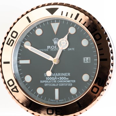 Rolex Wall Clock Quartz Analog Dated Design Metal Art Wall Clock Luminous Function Metal Home Decor Wall Clocks Inspired By Submariner II RLX-WC-905