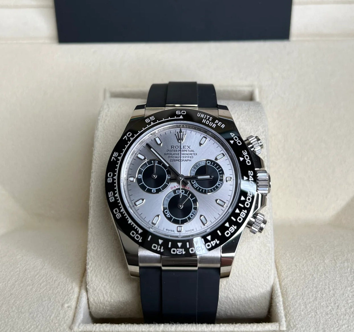 Rolex Cosmograph Silver Color Dial Ring Bezel Daytona Chronograph Quartz Chronometer Men's Watch - RLX-1165