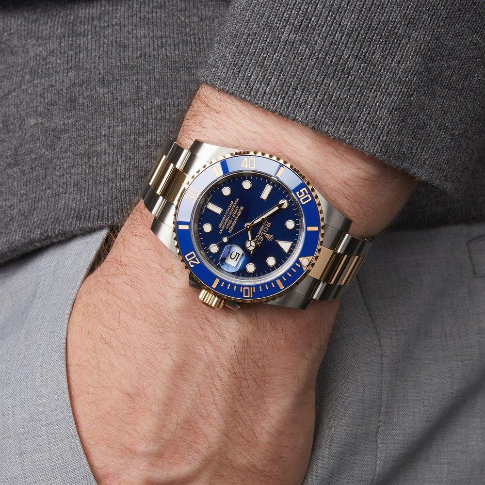 Rolex Watches Submariner Automatic Silver Gold Blue Dial Metal Men's Watch for Man RLX-BLUE-SG Dual Tone