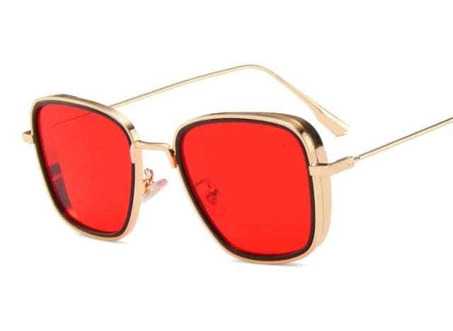 Husky Dusky Red Color Glass Golden Frame Men Women Sunglass For Man Woman or Girl LV-63 Gift Sunglass