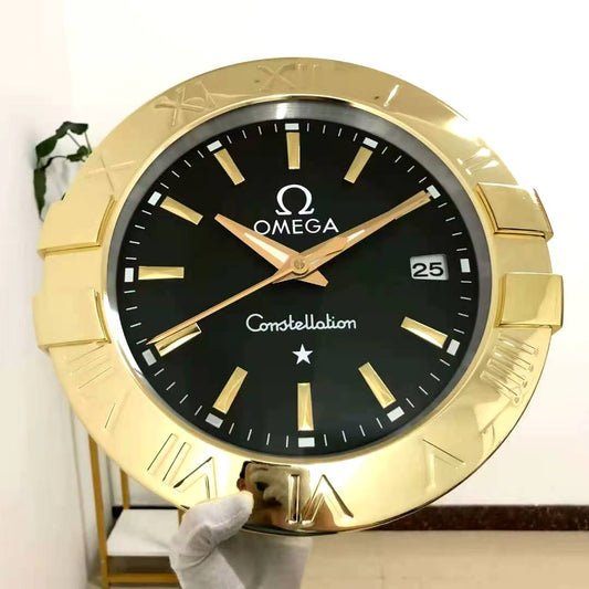 Omega Wall Clock Quartz Analog Gold With Black Dial Clock OG-WC-901