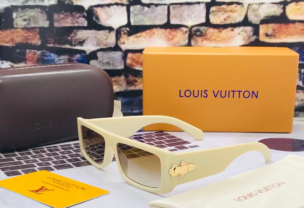 LV Branded Evidence Brown Transparent Len's Cream Frame LV-9014 Unisex Men's and Women's Sunglass