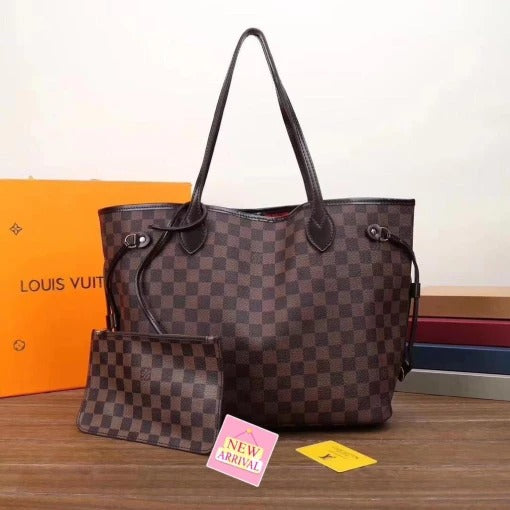LV Authentic Canvas bag In checkered Brown Color Women's Or Girls Bag Along with sling- Stylist Daily Use Bag LV-5031-WBG