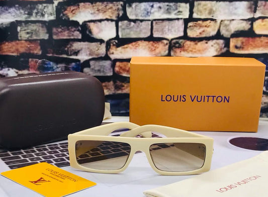 LV Branded Evidence Brown Transparent Len's Cream Frame LV-9014 Unisex Men's and Women's Sunglass