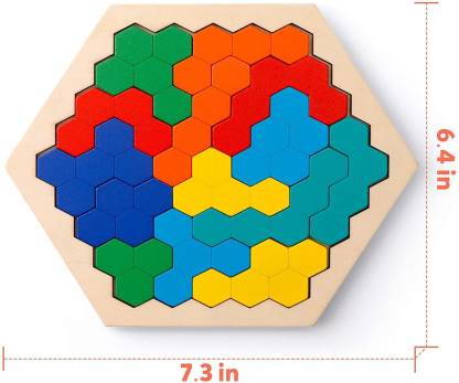 Wooden Hexagon Puzzle for Kids, Brain Teaser Pack Of 1  (18 Pieces)