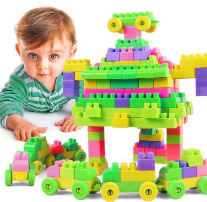 ABS plastic Building Blocks [ 92 Pieces +8 Wheel ] 100 pieces Blocks, Interlocking Feature for Kids
