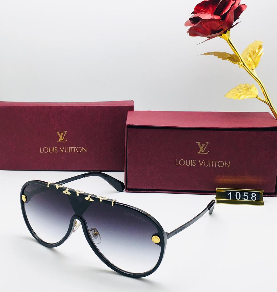 Louis Vuitton Branded Double Shade Black Glass Men's and Women's Sunglass for Man and Woman or Girls LV-1058 Black Frame Unisex Gift Sunglass