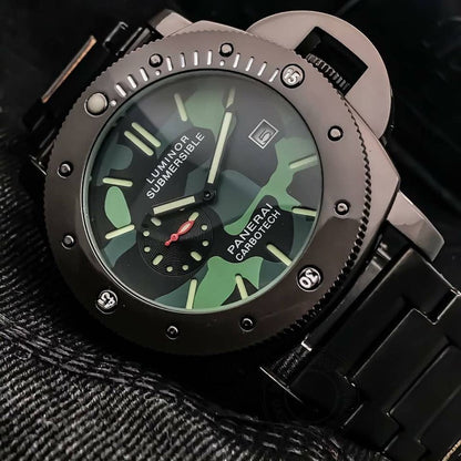 LUMINOR SUBMERSIBLE [PANERAI CARBOTECH] LR-333 MULTI COLOR DIAL BLACK STAINLESS STEEL CHAIN FOR MEN's GIFT WATCH