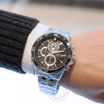 Casio Edifice EFR-547D-1AV Illuminator Metal Chronograph Silver Color Black Dial Men's Watch