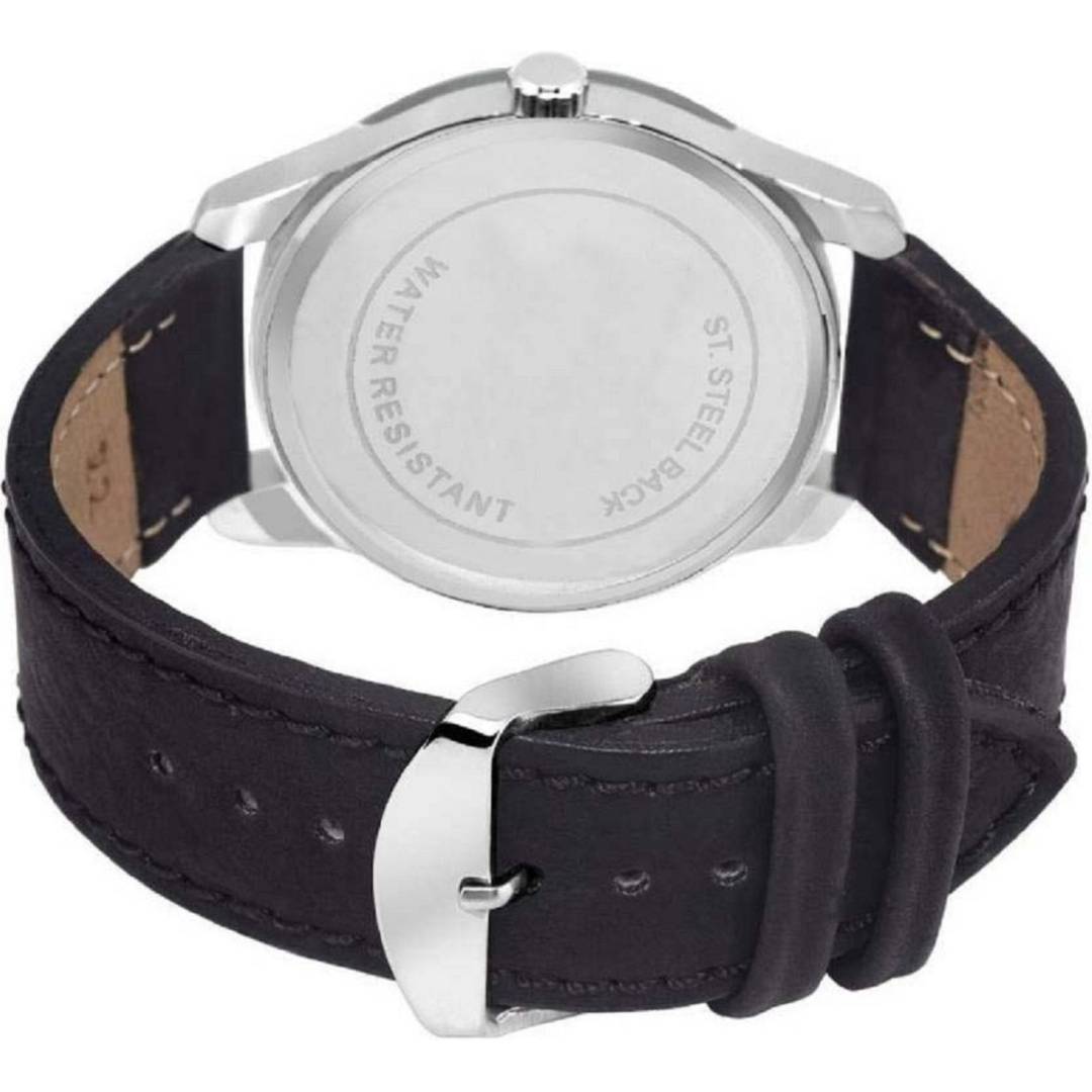 Mens Black Analog Watch With Synthetic Leather Strap Product-2509056