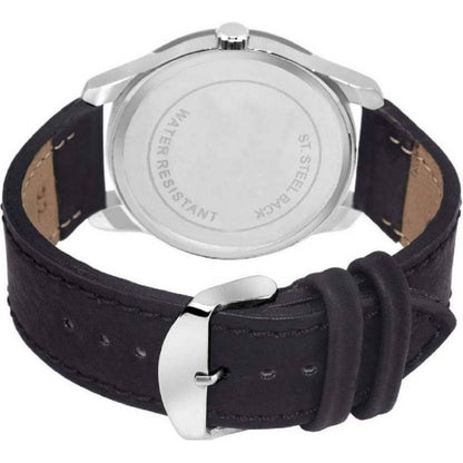 Mens Black Analog Watch With Synthetic Leather Strap Product-2509056