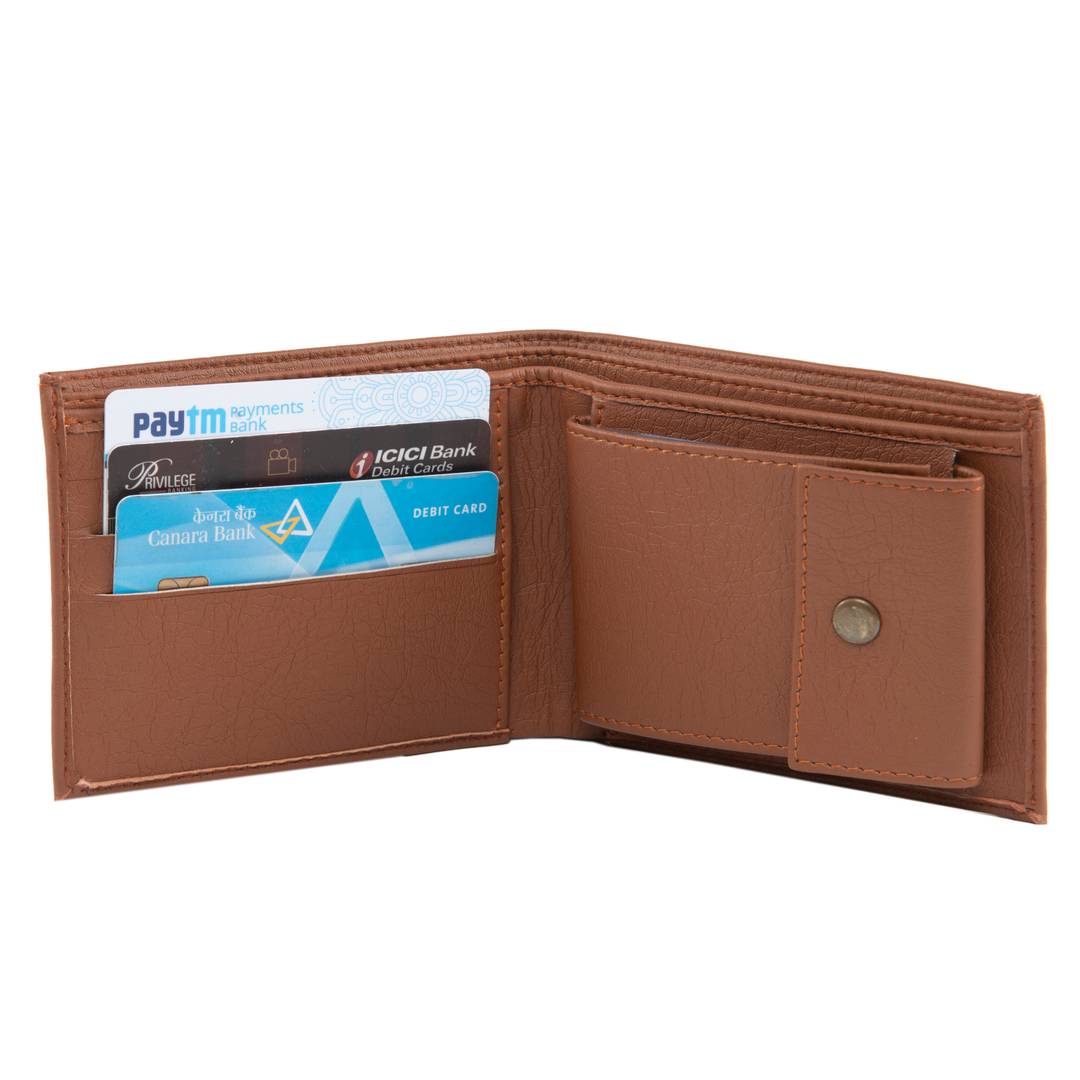 Exceptional Tan Leather Solid Men's Two Fold Wallet