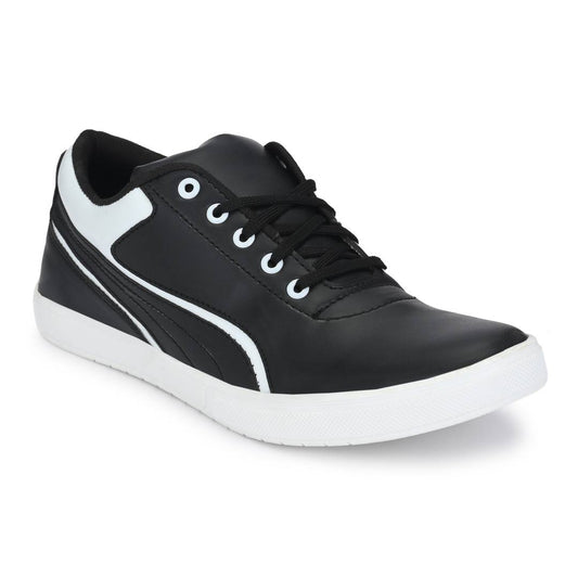 Black & White Lace-Up Great Design Casual Shoes For Men