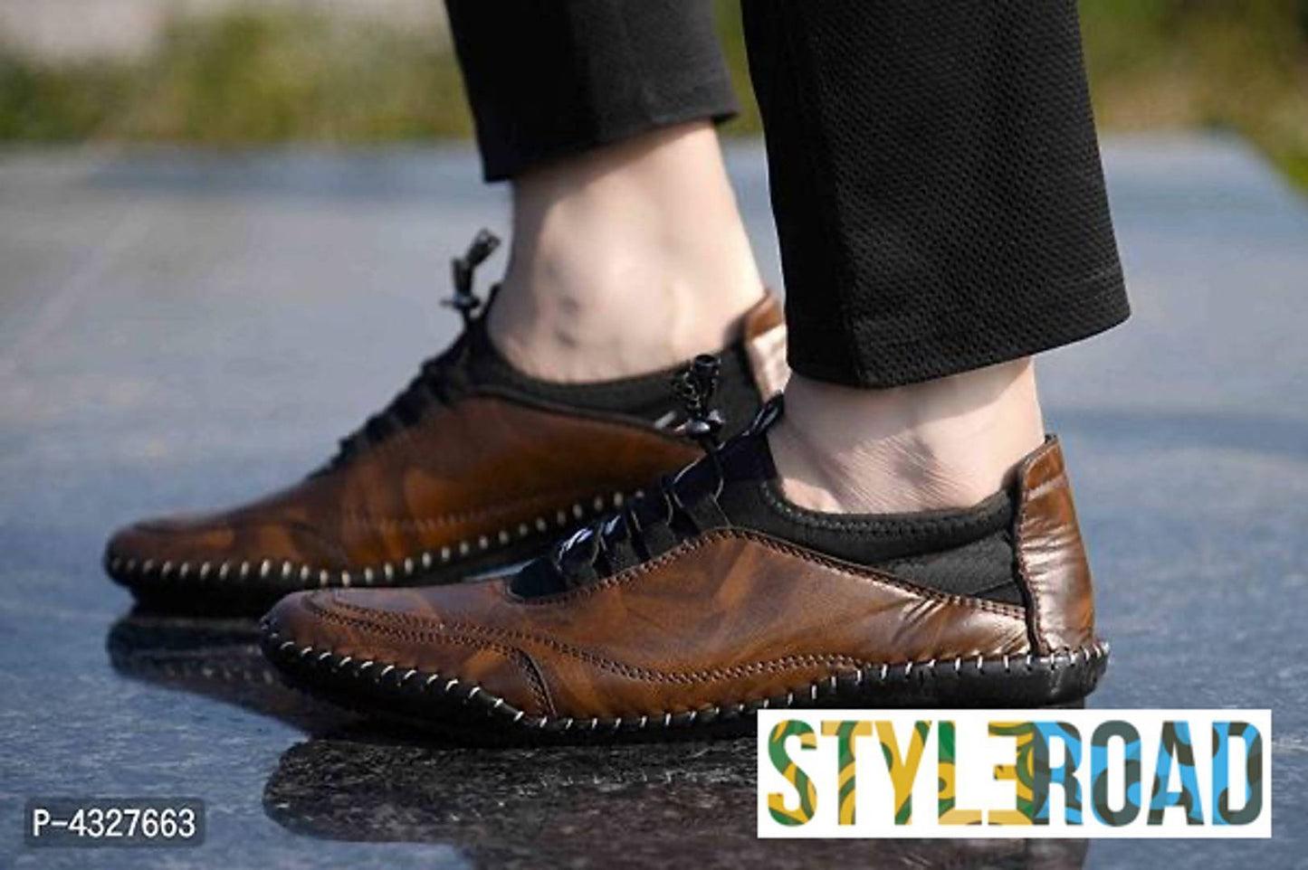 Men's Stylish Brown Solid Synthetic Casual Unique Design Shoes