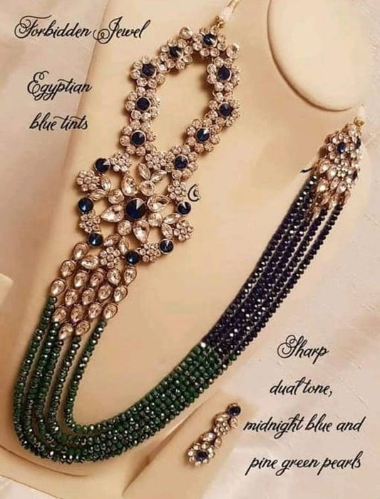 Stone Studded Crystal Long Necklace