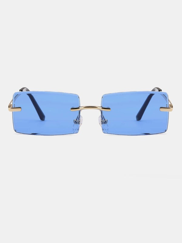 Marc Jacobs Latest Design Heavy Material Sky Blue Square Rimless lens And Black Stick Sunglass With Black Stick For Men's And Women's OR Girls MJ-903s_Best Stylist Sunglass