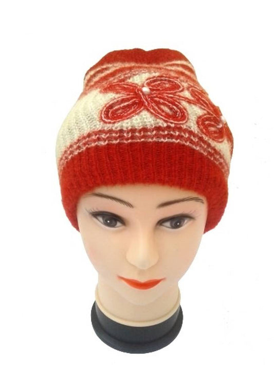 Women Winter Woolen Cap (Pack of 1) Red Color